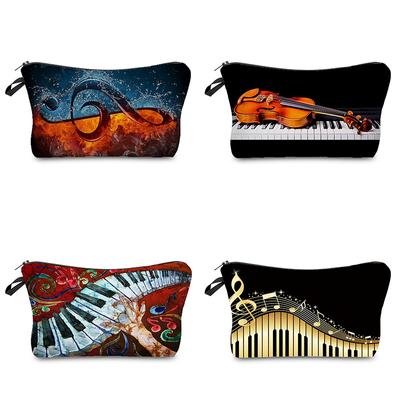 1ks Hudební symbol Klávesnice Potisk Kosmetická úložná taška, Přenosná taška na make-up Organizér na toaletní potřeby pro ženy Dívky Halloweenské Vánoční dárky