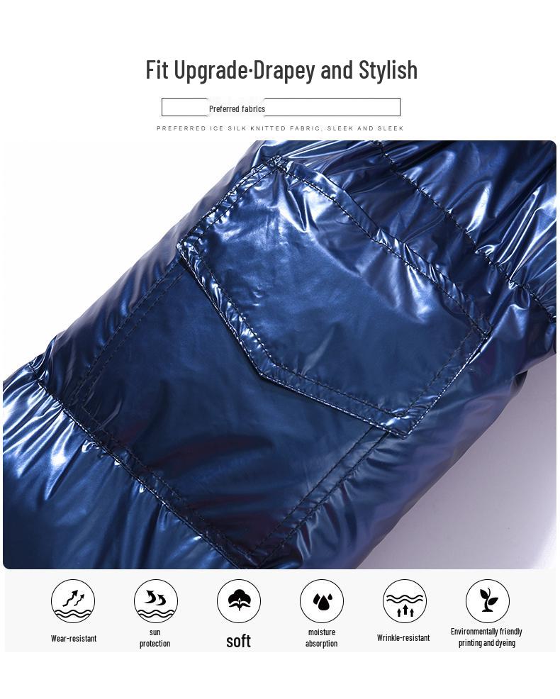 2025 Winter Men's Plus Size Stand-up Collar Shiny Cotton Jacket - Short, Thickened Korean Style Bread Coat