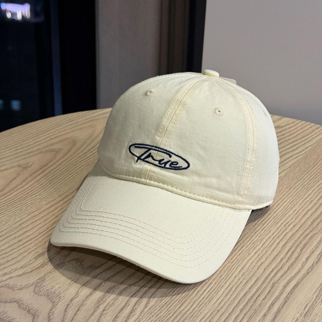 Korean-style fashion yellow letter embroidery Korean-style washed cotton baseball cap for young couples, suitable for outings, unisex sun hat