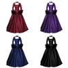 Elegant 2020wish Medieval Lace Patchwork Bell Sleeve Long Dress For Vintage Style