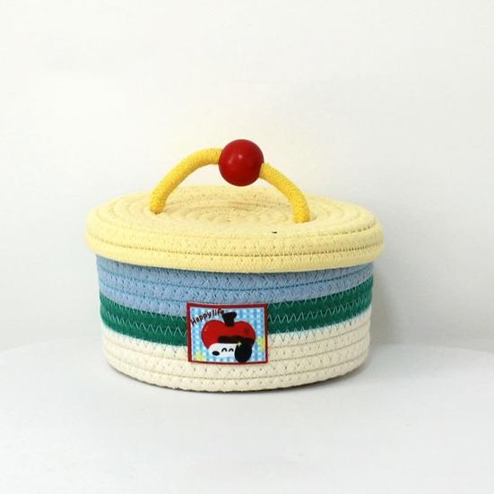 Storage Box with Lid Dust-Proof Organizer Colorful Cotton Thread Container for Bedside Table Dressing