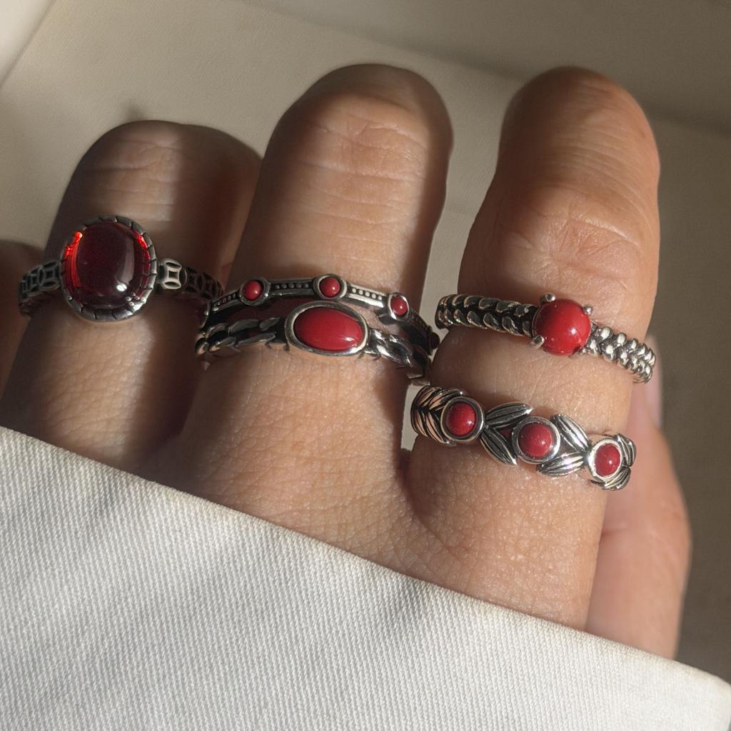 Xiaomi BF CLUB 925 Sterling Silver Ring For Women Jewelry Retro Black Red Stone Vintage Handmade Ring Allergy For Party Birthday Gift