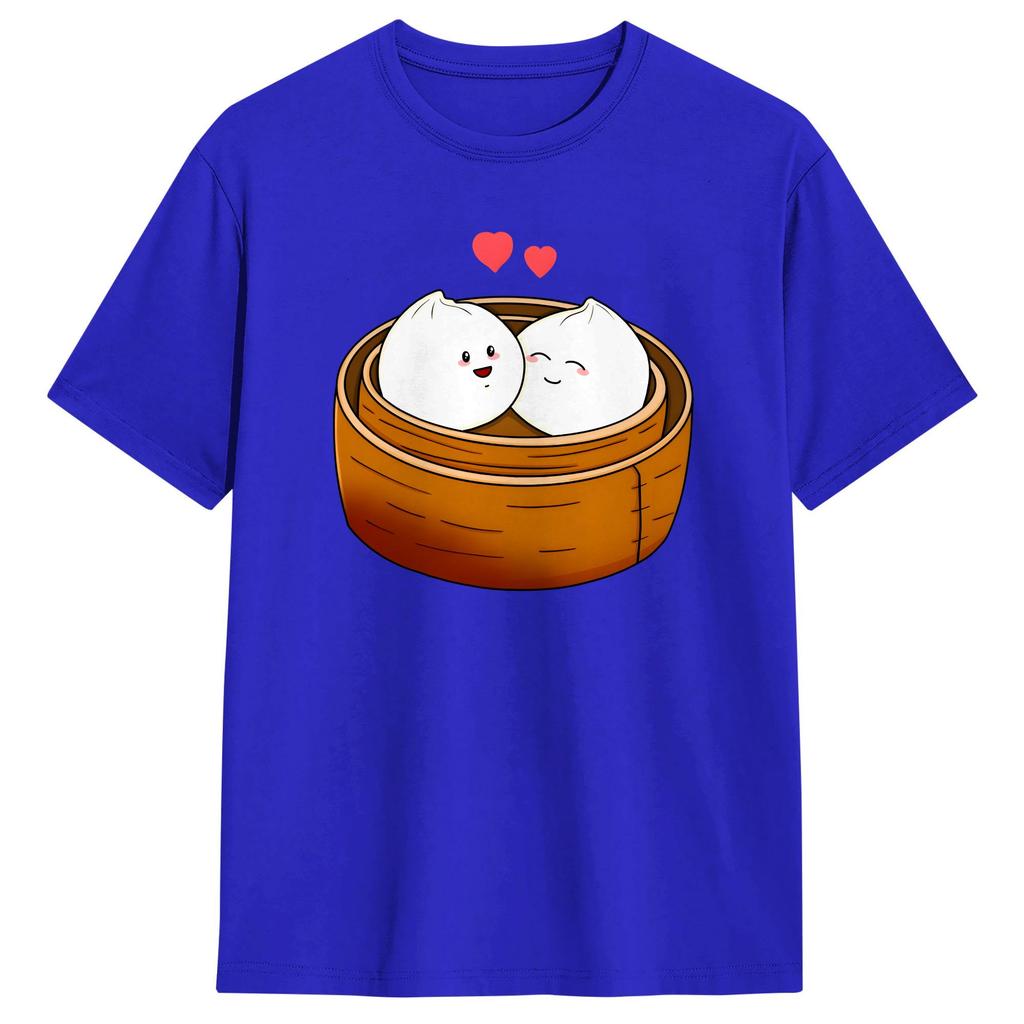 Oversized T Shirt Summer Chinese Xiao Dumpling Food Leisure T Shirts Dumpling Love Pure Cotton Tshirt for Unisex Y2K Casual Tops