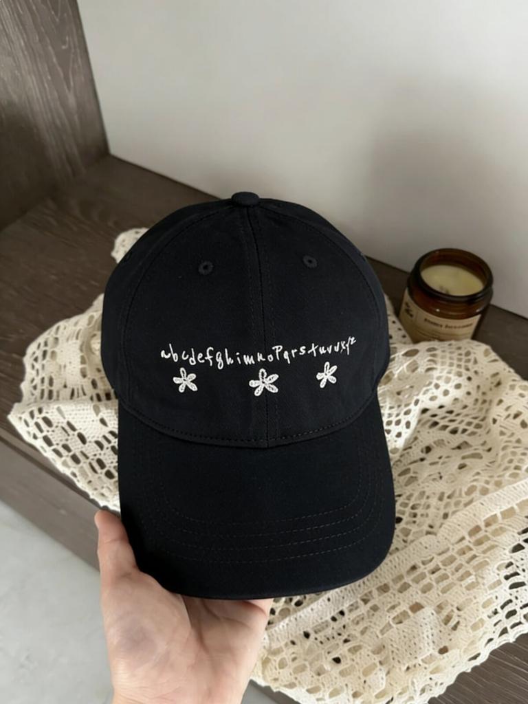 Small Flower Couple Hat Korean Women's Embroidered Cap Spring and Summer Fashion Versatile Wide Brim Showing Face Small Baseball Cap