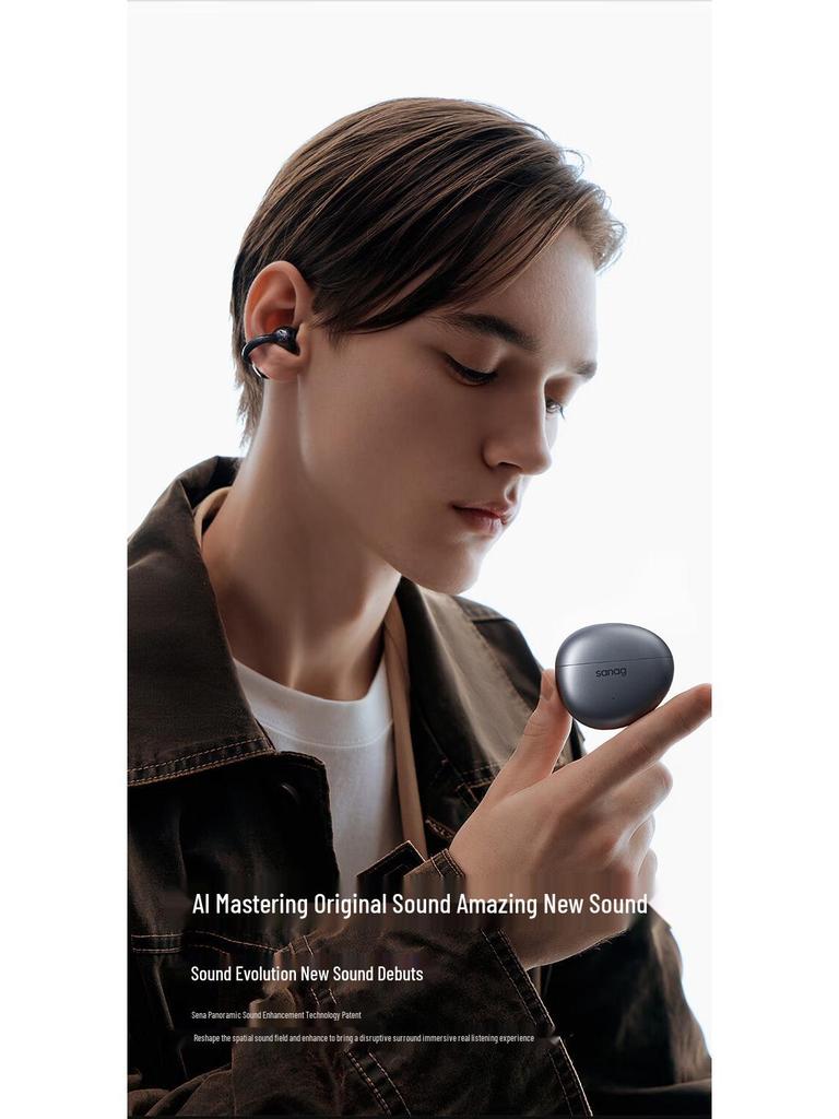 Sanag S7S Bluetooth Ear Clip Earphones with AI Translation and Air Conduction for 2025 Sports - Open, Not In-Ear Design
