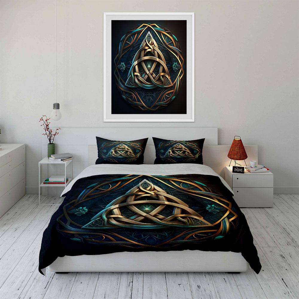 "Celtic Knot Decor Set" Bedding Set with 1 Duvet Cover 2 Pillowcases Single Double King Queen Gift
