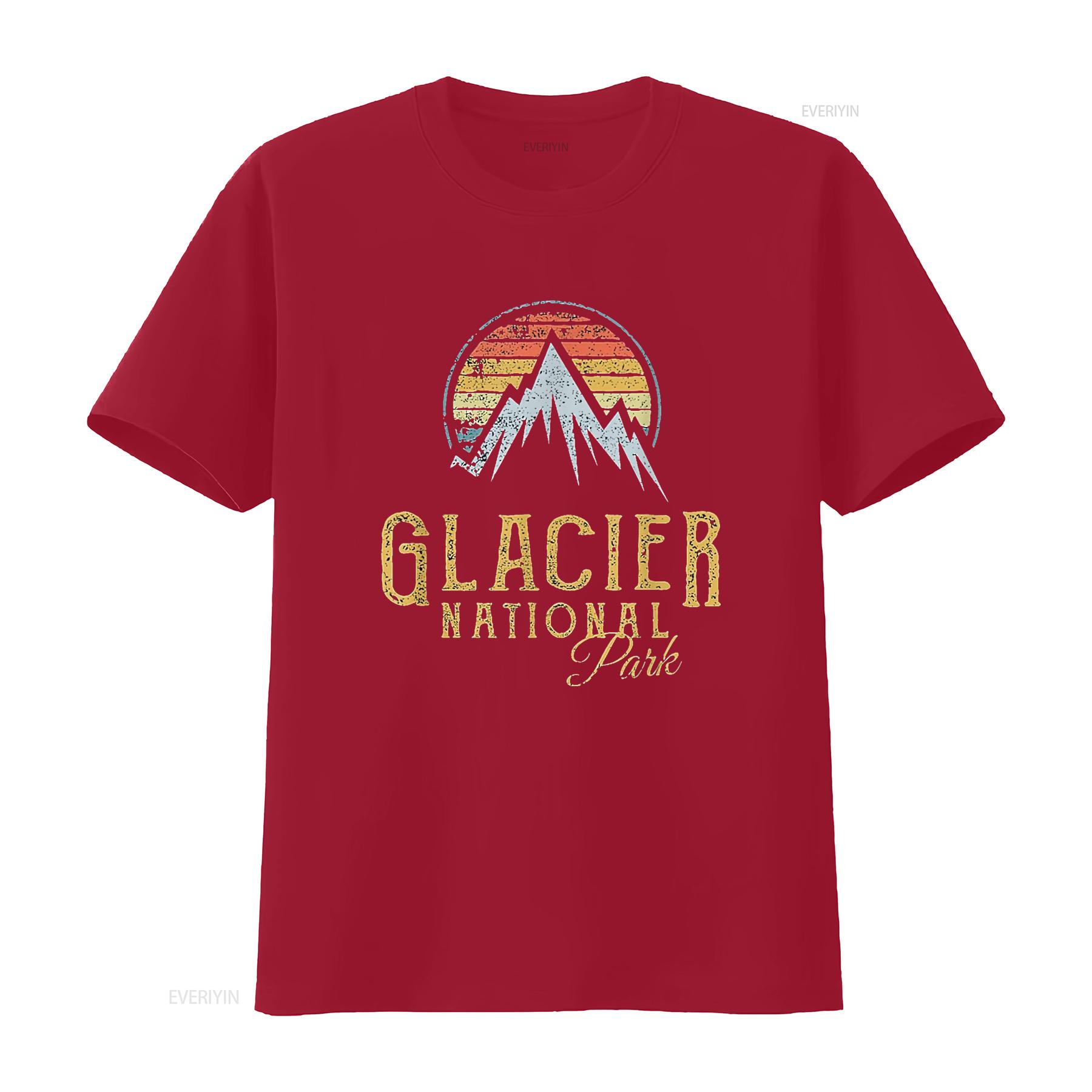 

Womens Vintage Glacier National Park Summit T Shirt vintage Washed fashion homme Versatile Stylish Top For Everyday Wear S