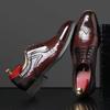 Embossed Oxford Shoes Men Square Toe Leather Dress Shoes
