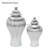 Ceramic Plated Gold Striped Vase Universal Storage Jar Desktop Ornament General Jar Hotel Home Dried Flower Vase Ginger Jar Gift