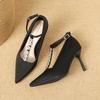 Fashion Fashion Thin And Pointed Head With A Word With Rhinester 2025 New Design Sense Of Femininity Female High Heels Women