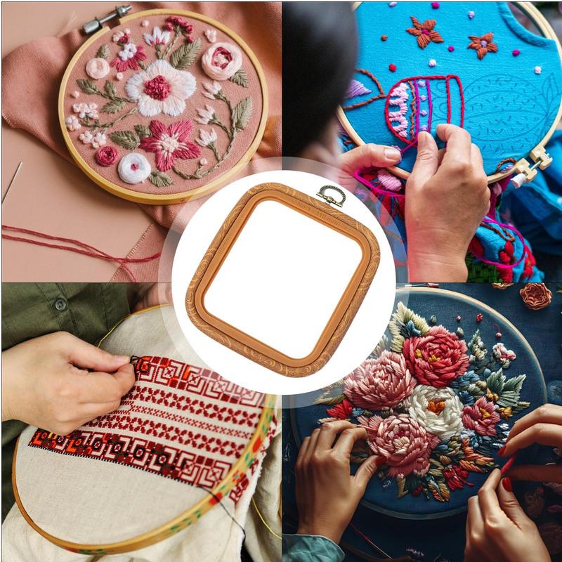 ABS rubber Retro imitation wood square embroidery frame Household Craft Embroidery Set Sewing Accessories auxiliary tools