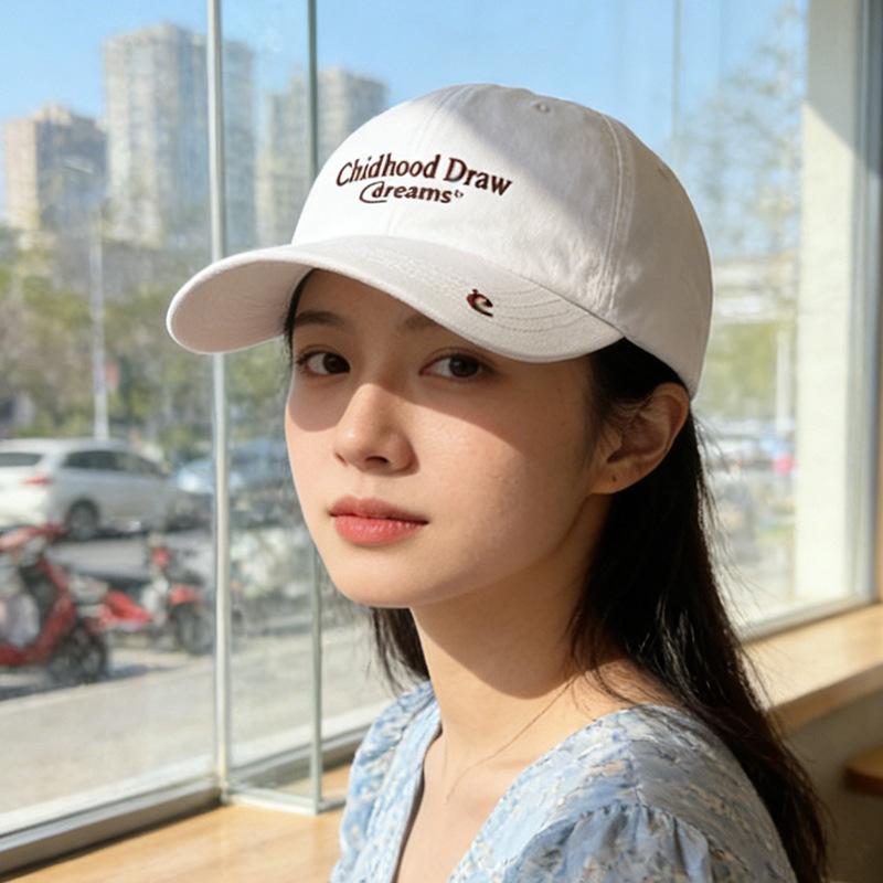 2026 spring and summer Korean peaked cap female high quality face small visor letter embroidered couple wide-brimmed baseball cap