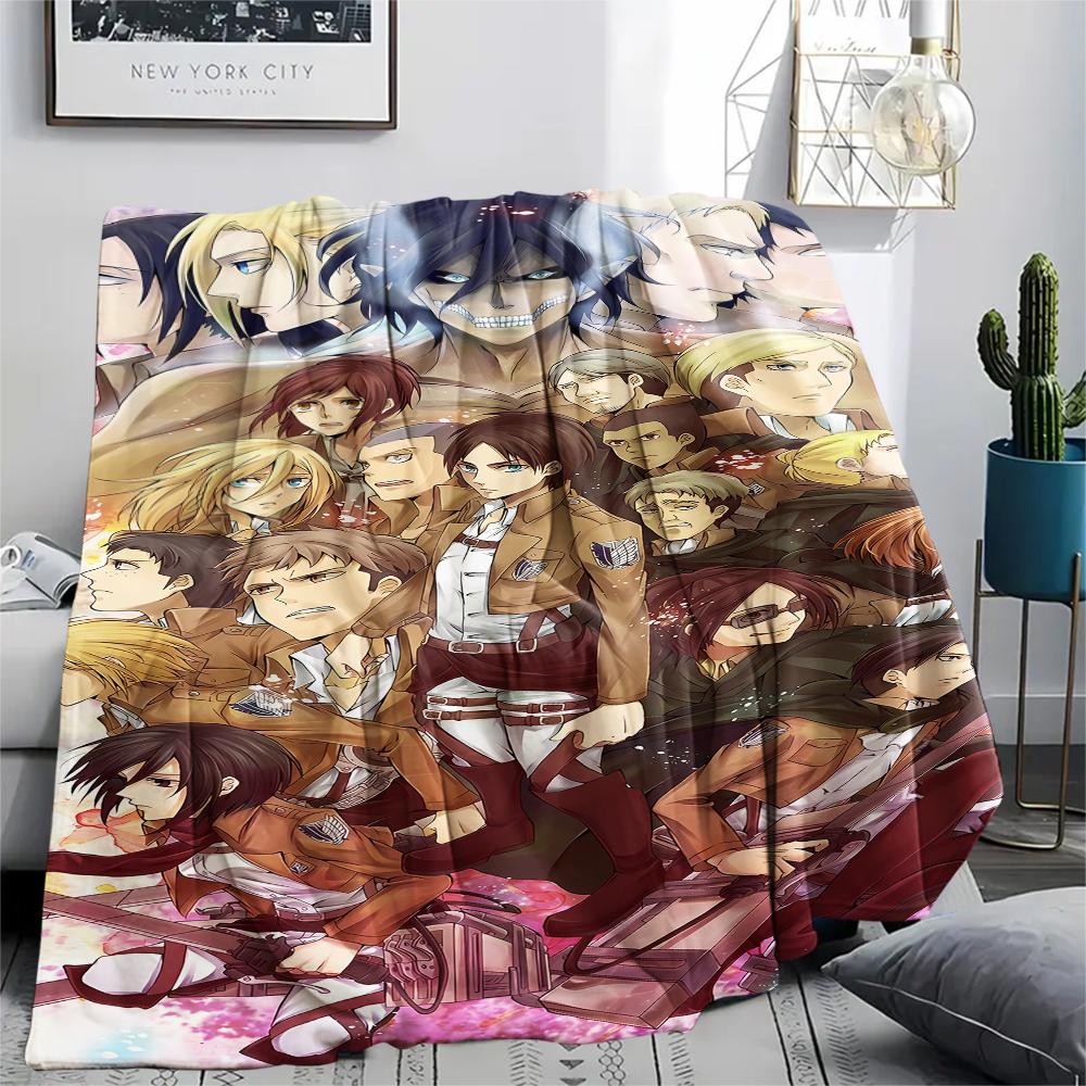 1PC Attack on Titan Print Flannel Blanket, High quality All Seasons, Home Decor, Warmth and Comfort, Perfect for Christmas Gifts