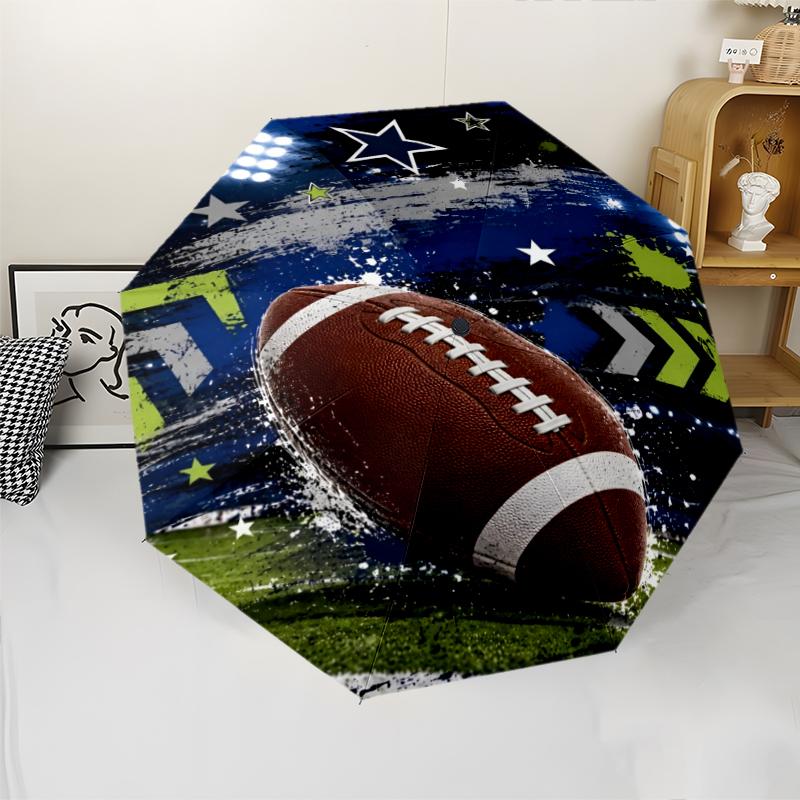 American football Theme Automatic Umbrella, Lightweight & Portable, 8 Rib, Perfect for Outdoor Travel, Birthdays, Christmas, Gifts.