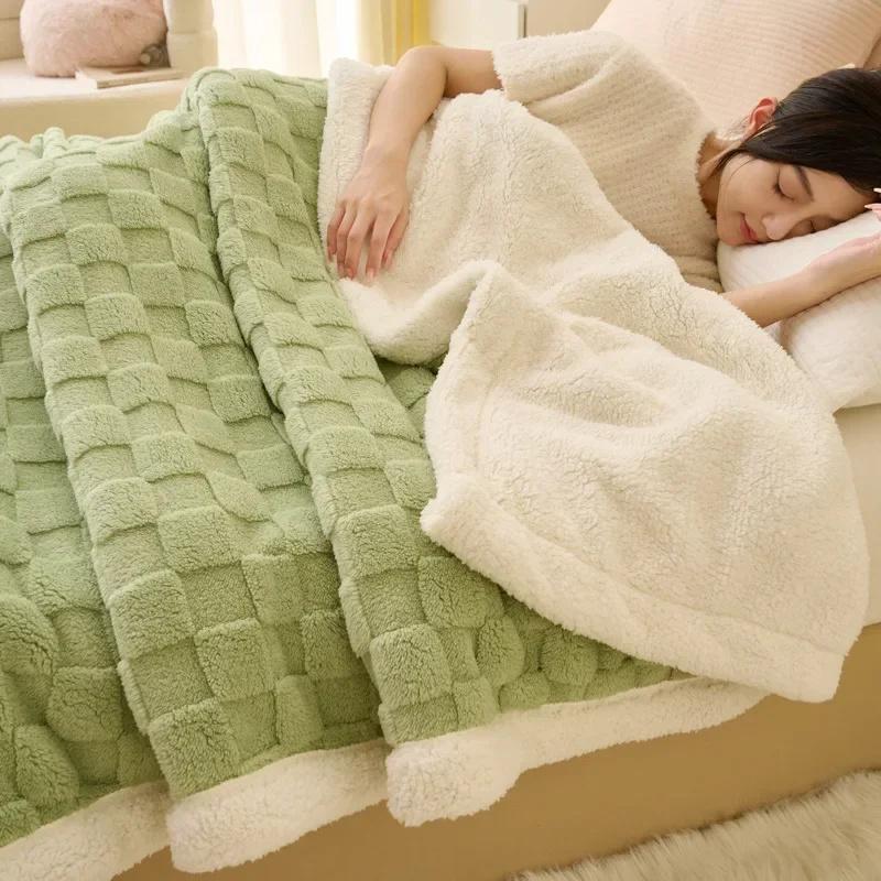 Coperta Plaid in Pile Soffice Inverno Coperte Ispessite Copripiumino Double Face Copridivano Letto Morbido Caldo Plaid Copriletto Camera da Letto