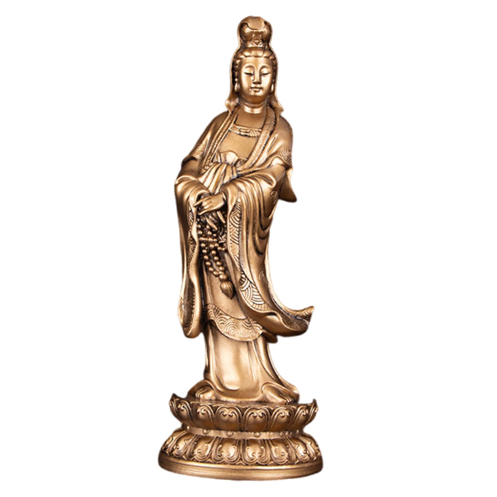

Guan Yin Statue Traditional Gifts Artwork Collectible Chinese Female Buddha Sculpture for Office Desktop Housewarming Indoor бронзовый