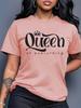 Womens Top Queen Of Everything Queen Slogan Print Round Neck Friends Outfit Holiday Gift Versatile Womens Top