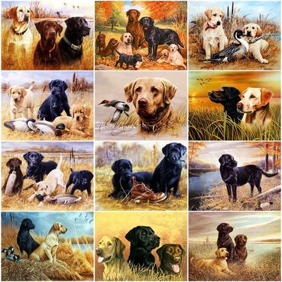 Pittura diamante mosaico cane rotondo completo ricamo diamante 5d con cornice immagine animale decorazioni per la casa