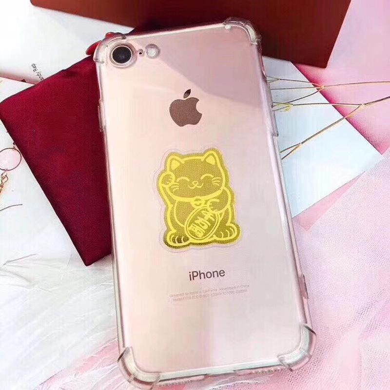 Pure Gold Fortune Maneki-neko and Pixiu Wealth God Phone Sticker Omamori
