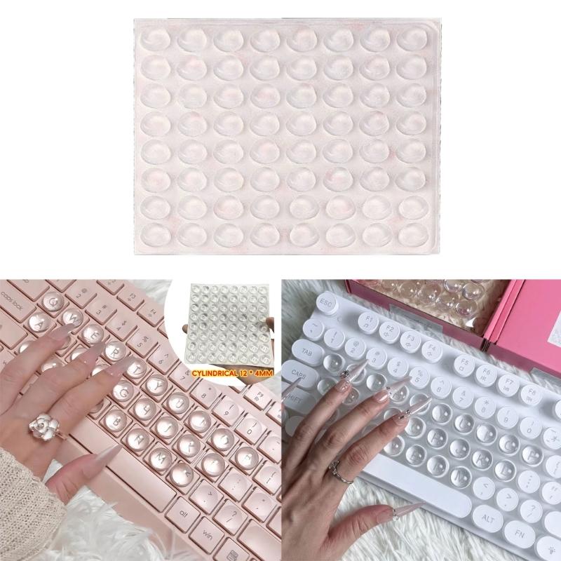 Transparents Silicone Keycap Covers 12x4mm 64Pcs Set For Long Nails Protections And Personalize Keyboard Decoration