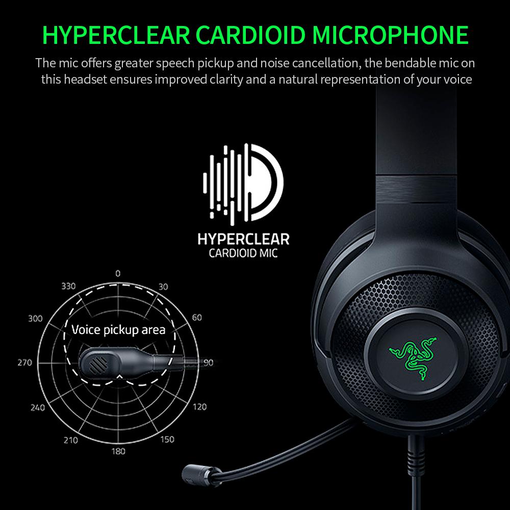 Razer Kraken V3 X Kabelgebundenes Gaming-Headset 7.1 Surround-Sound-Headset mit TRIFORCE 40-mm-Treiber-Einheit HYPERCLEAR Kardioid