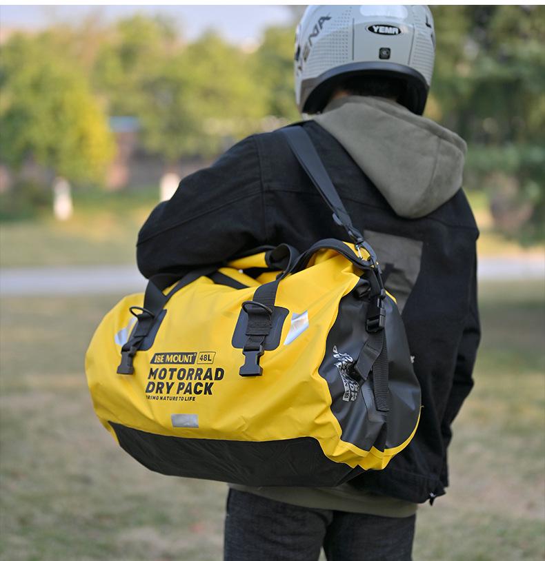ISE MOUNT Waterproof Motorcycle Rear Seat Bag - Large Capacity, Convertible Backpack/Shoulder Bag for Outdoor Travel and Cycling.