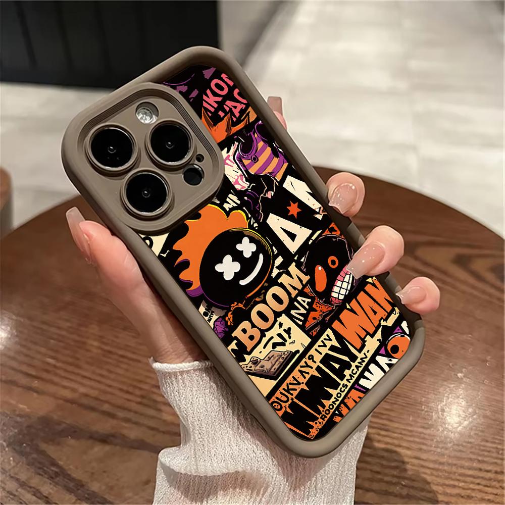Fashion Graffiti Flame Punk Phone Case for iPhone 16 14 15 Pro Max 13 12 11 X XS XR 7 8 Plus SE 2022 Shockproof Protective Cover