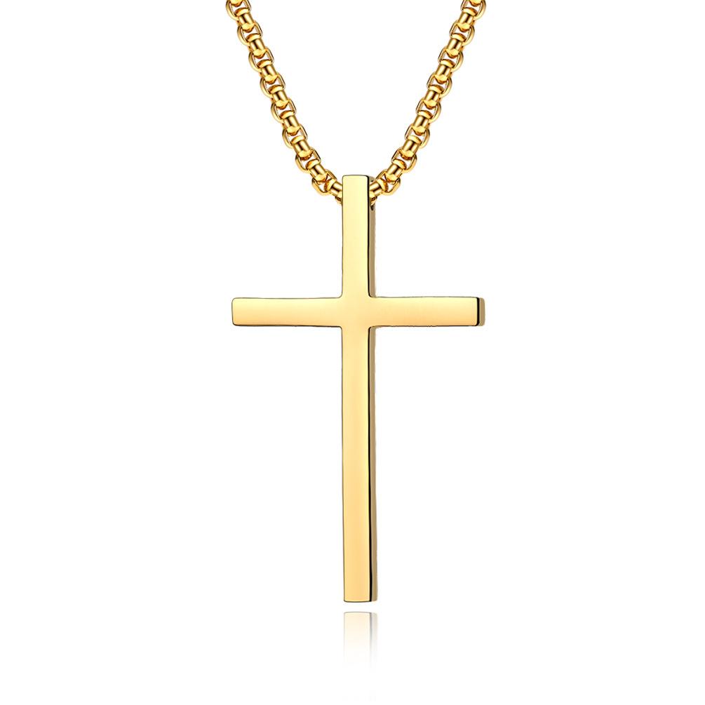 European and American Style Stainless Steel Cross Necklace Large Medium Small Genderless Male and Female Titanium Steel