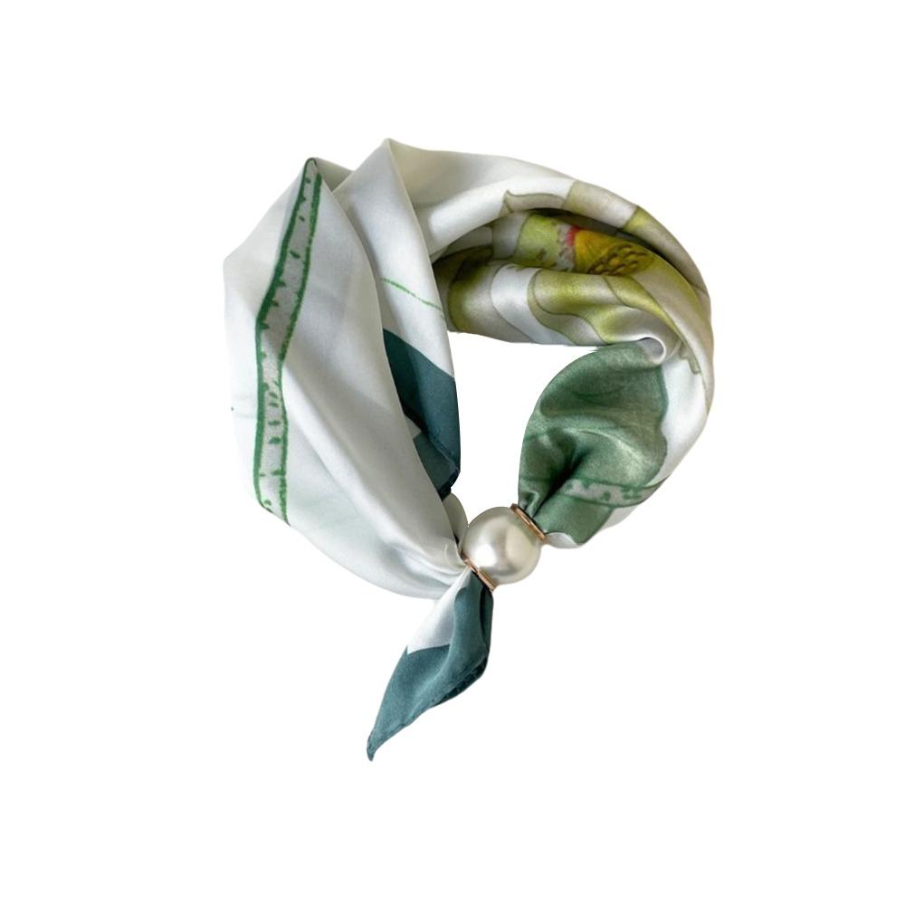Lightweight Silk Scarf Breathable Printed Neck Scarf Accessory Magnetic Clasp Scarf Women