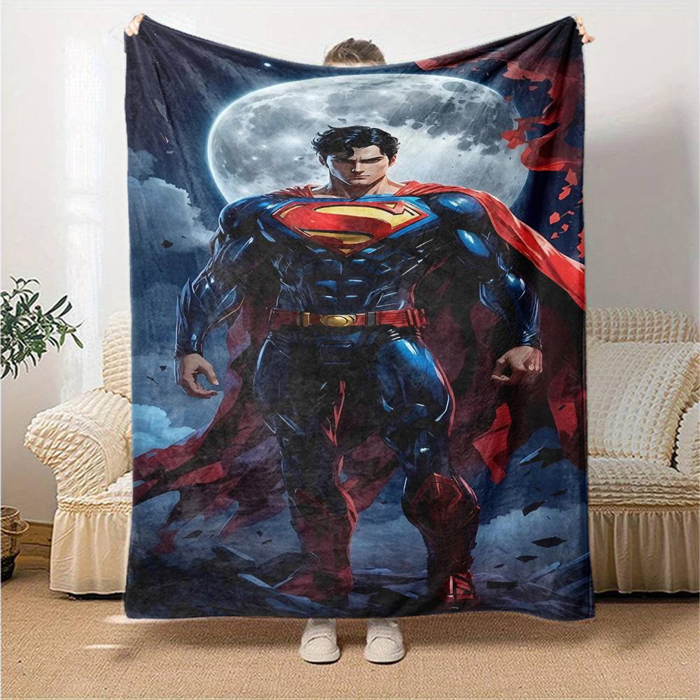1pc Superman full moon Flannel Blanket Soft Warm Throw for Home, Office, Travel, All-Season Cozy Bedding Gift L1403