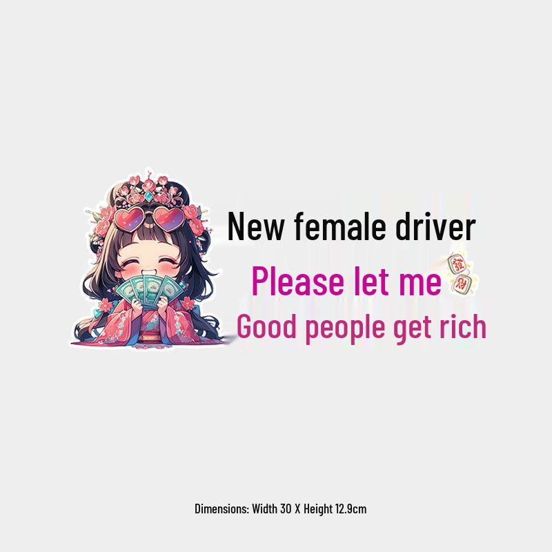 New Female Driver Warning: Please Let Me Pass – Creative Car Sticker for Rear Window