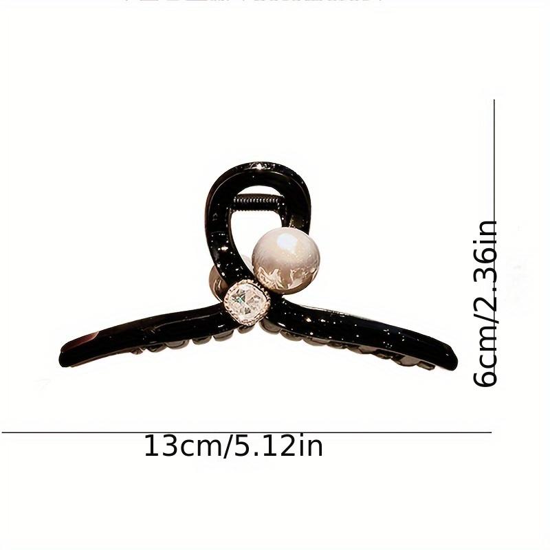 Elegant Large Rhinestone & Faux Pearl Hair Claw Clip for Women - Chic Minimalist Style, Solid Color Acrylic,Fashion Accessory, Hair Clips for Women