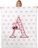 Erosebridal Initial P Letter Bowknot Fleece Blanket Throw Pink Bow Tie Cherry Sherpa Blanket Princess Coquette Decor Fuzzy