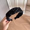 Wide Braided Hairband Padded Design Women Head Hoop Fashion Black Headband  Travel