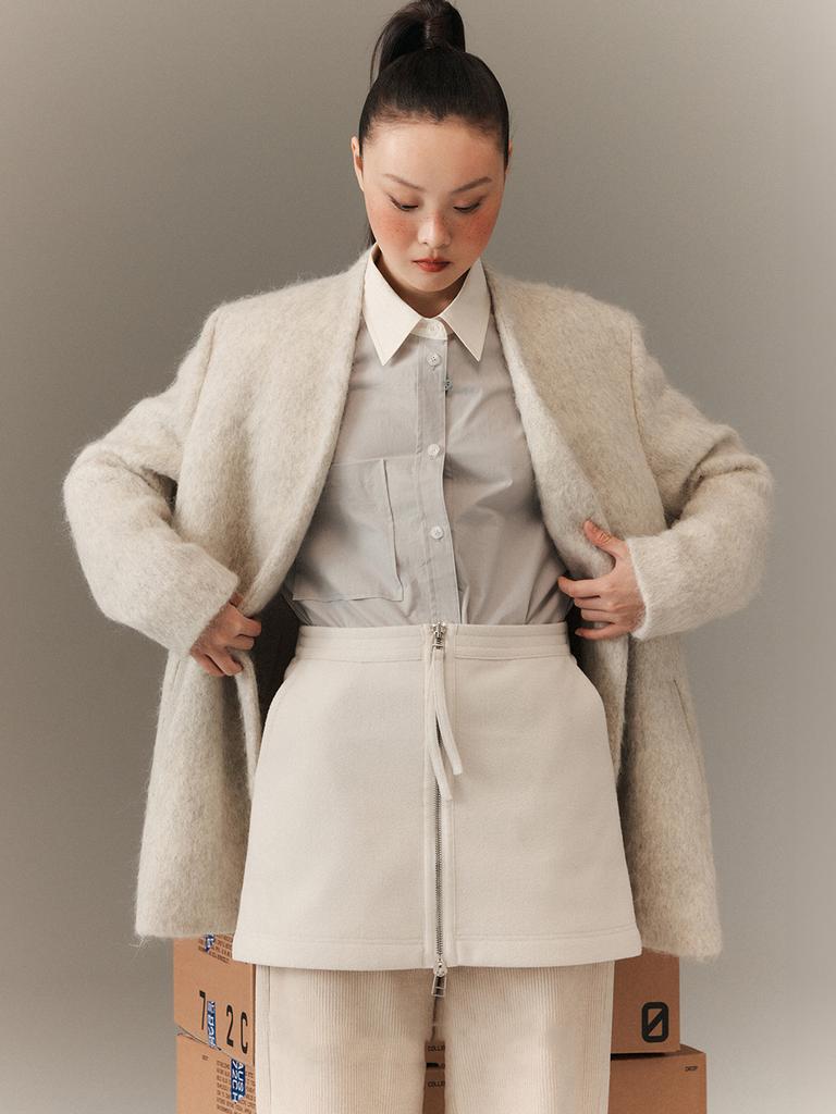 House 072C Two-Tone Layered Skirt Light Beige