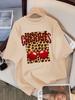 Leopard Cherry Creative Design Womens Tee Shirts Cotton Casual T Shirt Summer O-Neck Streetwear Soft Oversized Short Sleeve