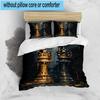Golden Chess King On Black 3pcs Bedding,Including 1pc Duvet Cover And 2pcs Pillowcases Perfect for Christmas,Ideal for Bedroom, Dormitory