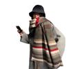 Autumn and Winter Colored Striped Imitation Cashmere Scarf Women's Student Couple Versatile Thickened Warm Double-sided Scarf