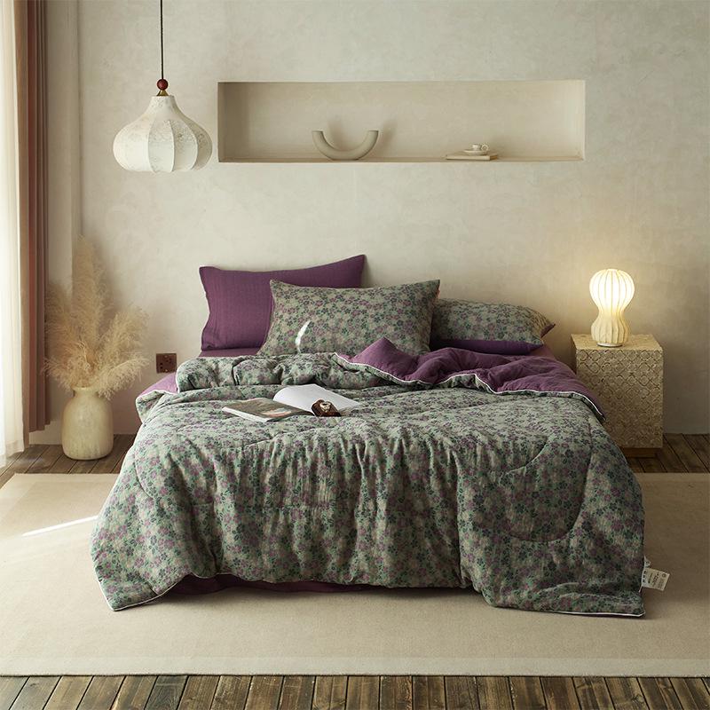 2026 A-Class Cotton Double Layer Jacquard Summer Quilt 4-Piece Set - Breathable, Non-Stuffy, Machine Washable Bedding