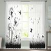 Eng Løvetann Blomst Sommerfugl Tyll Gardiner til soverom Boliginnredning Stue Kjøkken Voile Gardiner for blinde gardiner