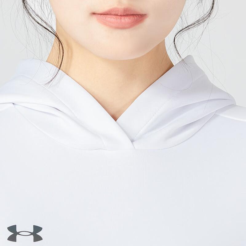 Under Armour Solid Color Hooded Sports Sweatshirt Women tops White 22600306-100
