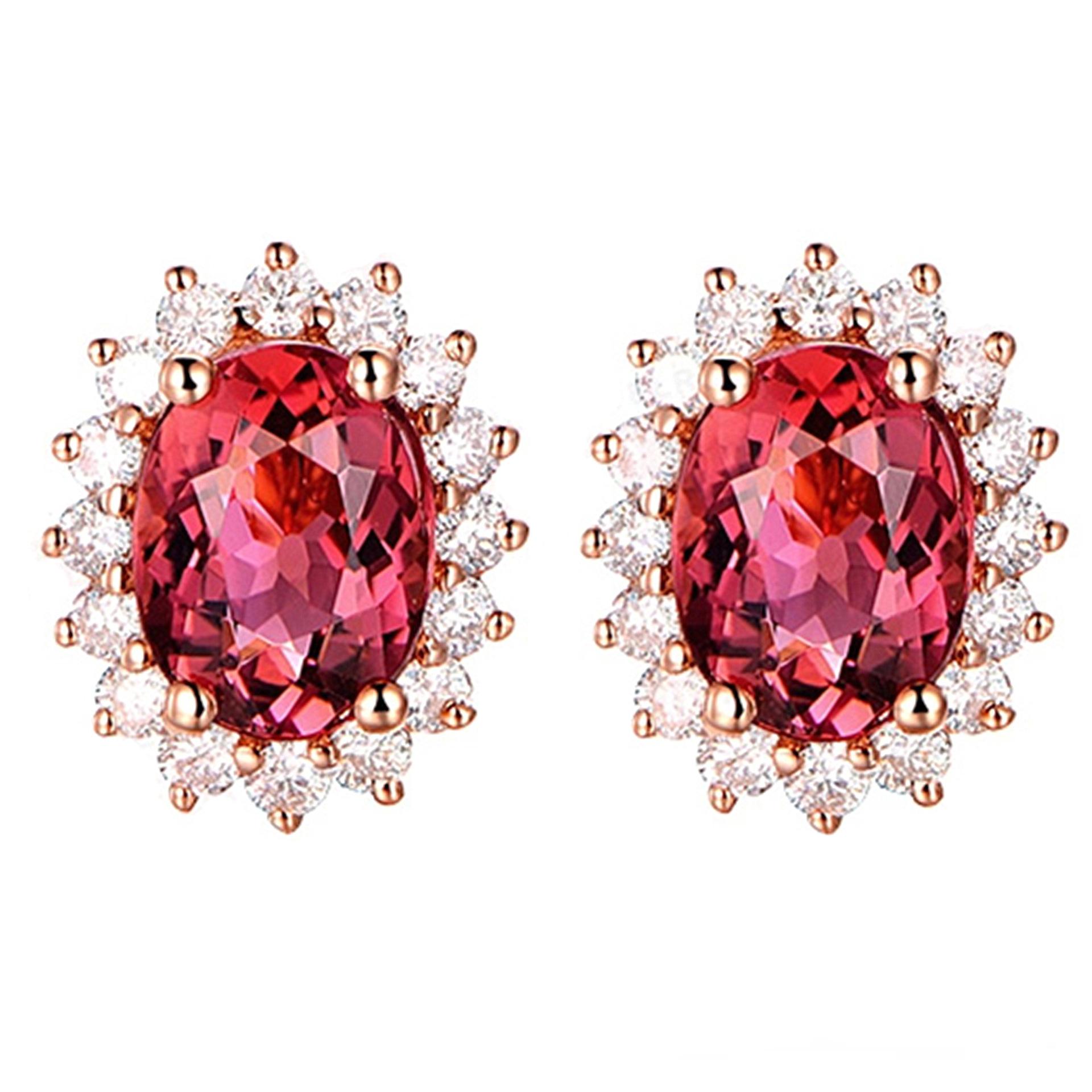

Рубиновые серьги-гвоздики женские в европейском стиле, розовое золото, красные сапфировые серьги-гвоздики с бриллиантами