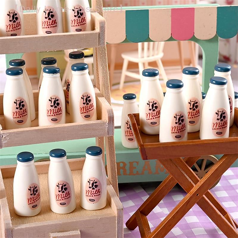 5/10PCS Miniature Milk Bottle Toys, Dollhouse Kitchen Accessories, Photography Props, Kids Toy