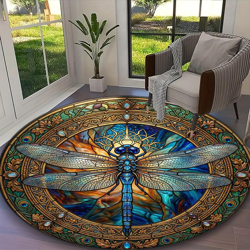 1pc Mystic Dark Phoenix Glow Printed Chair Rug for Home Office Use, Living Room Kitchen Game Room Round Carpet