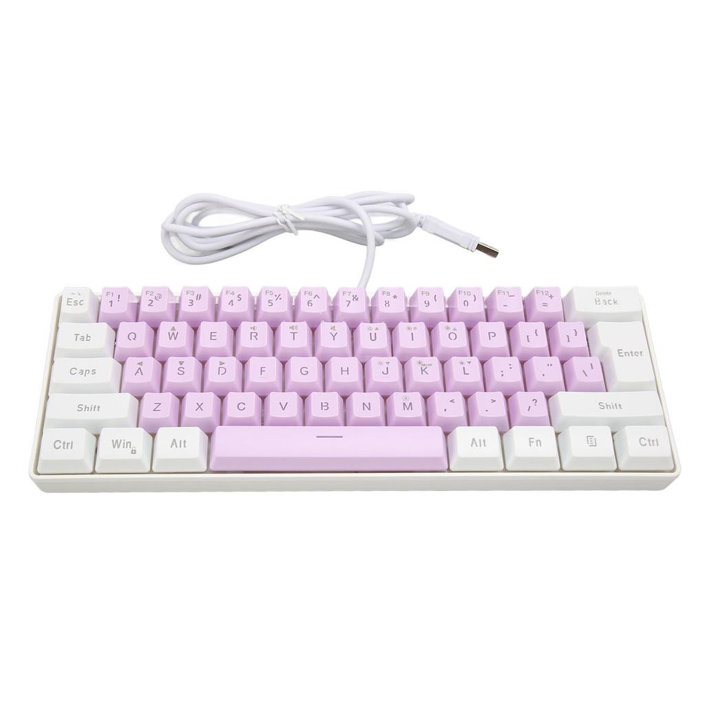 Gaming Keyboard USB 61 Keys RGB Backlit Ergonomic Contrast Color Space Saving Wired Keyboard for Desktop Laptop White
