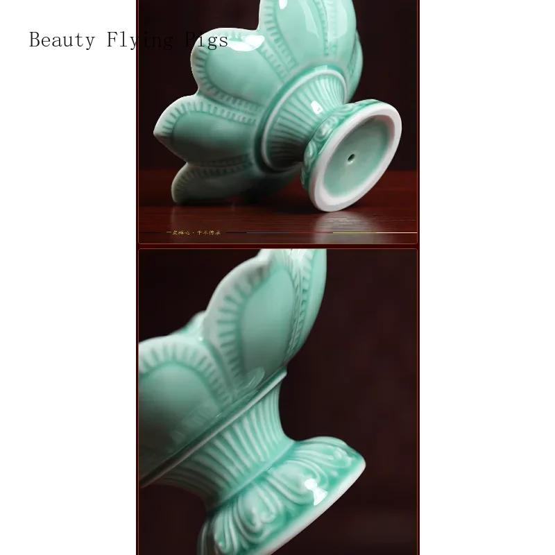 1PCS Ceramic Fruit Plate Ornament Household Buddha Hall Offering Plate Buddha Utensils and Supplies