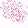 100Pcs 7mm Acrylic Flat Round Beads Colorful Heart Pattern Loose Spacer Beads For DIY Bracelets Earrings Making Supplies