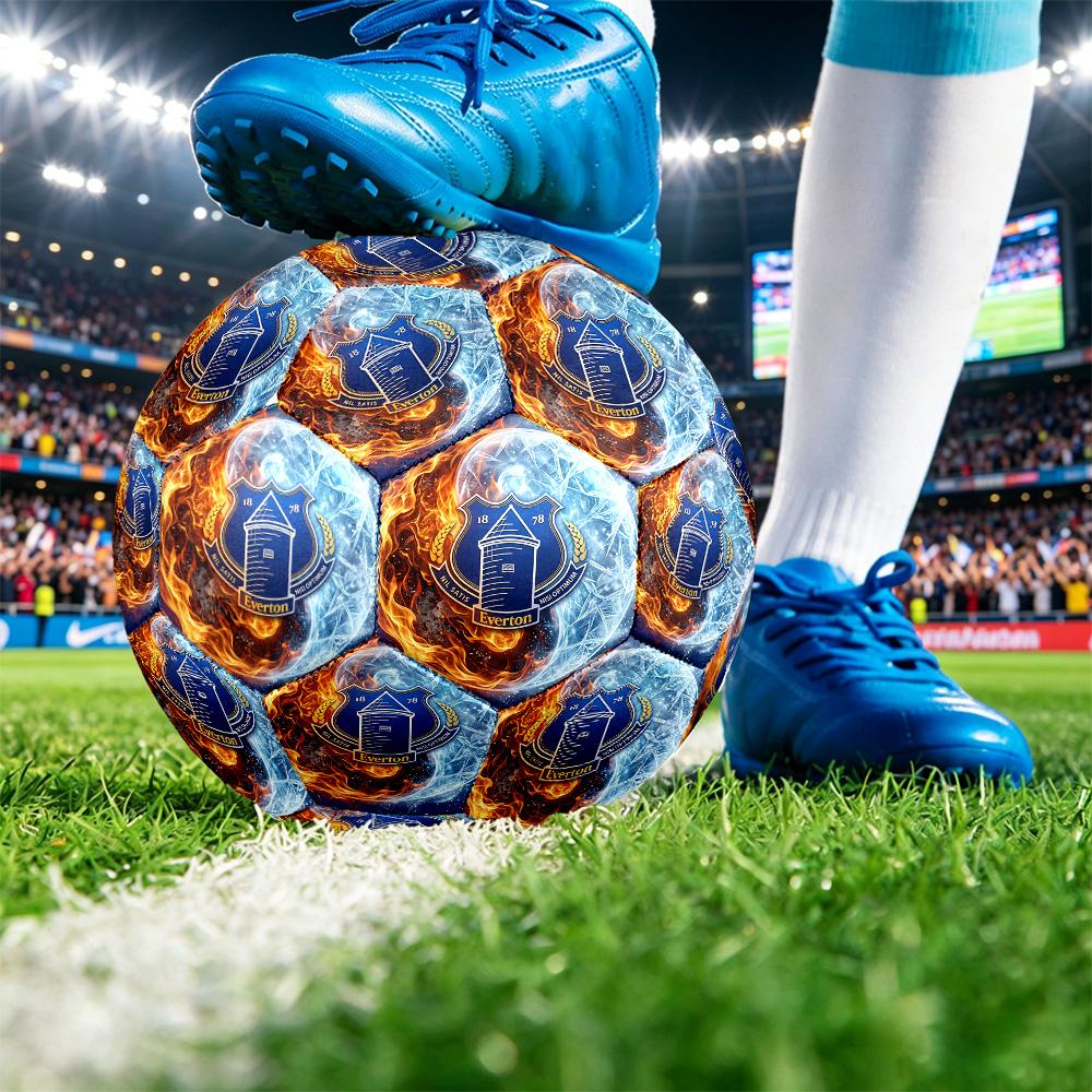 Balón de Fútbol Estampado del Everton Talla 5, Balón de Fútbol Antideslizante para Partido de Adultos, Souvenir para Aficionados al Fútbol