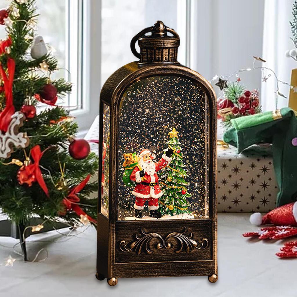 Lighted Christmas Snow Globe Lantern Crafts USB Powered Night Light Christmas Music Box for Indoor Window Holiday Xmas Wedding