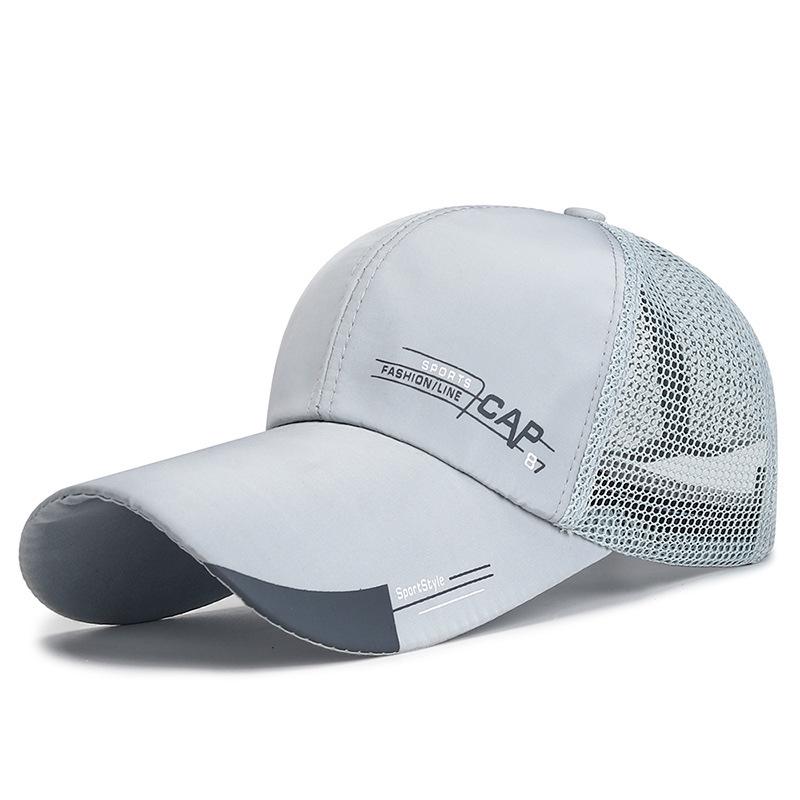 Men s Silk Print Sun Protection Cap with Long Brim & Breathable Mesh Adjustable серый